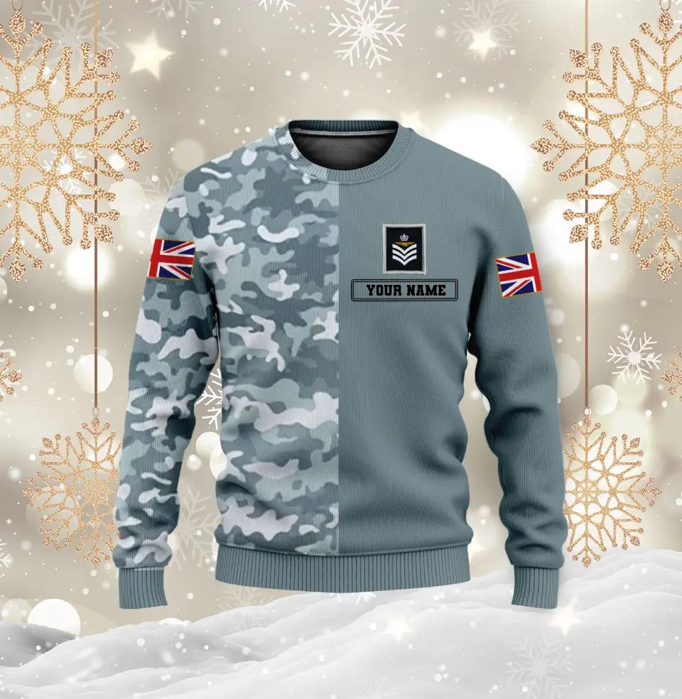 Personalisierter Kapuzenpullover mit Camouflage-Muster für britische Soldaten/Veteranen mit Namen und Rang, 3D-Druck – 0410230009