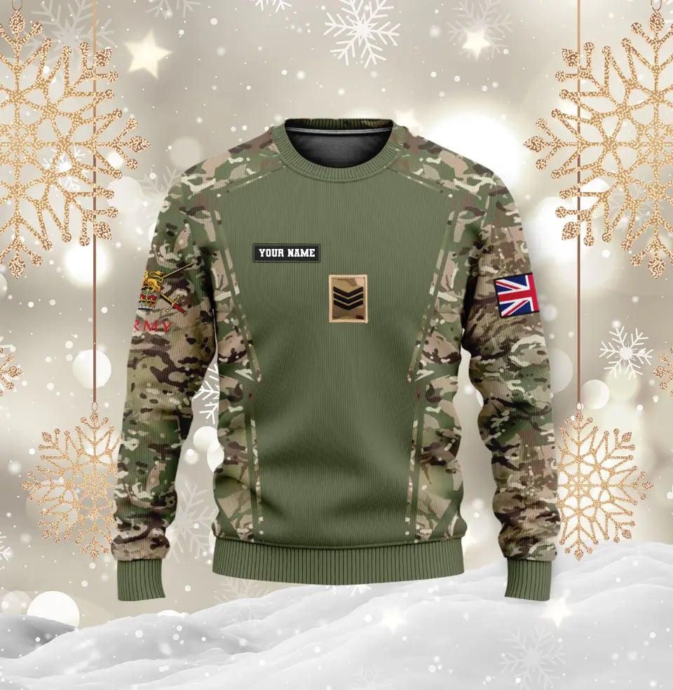 Sweat à capuche personnalisé avec nom et grade de soldat/vétéran britannique imprimé en 3D - 04102300012