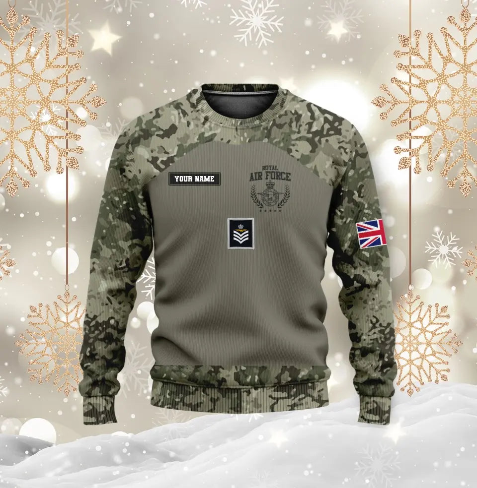 Personalisierter Kapuzenpullover mit Camouflage-Muster für britische Soldaten/Veteranen mit Namen und Rang, 3D-Druck – 0410230008