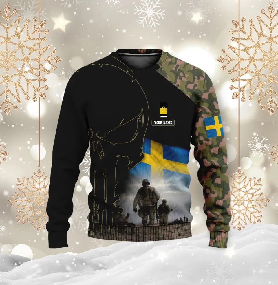 Personalized Sweden Soldier/ Veteran Camo With Name And Rank Hoodie 3D Printed - 16976736