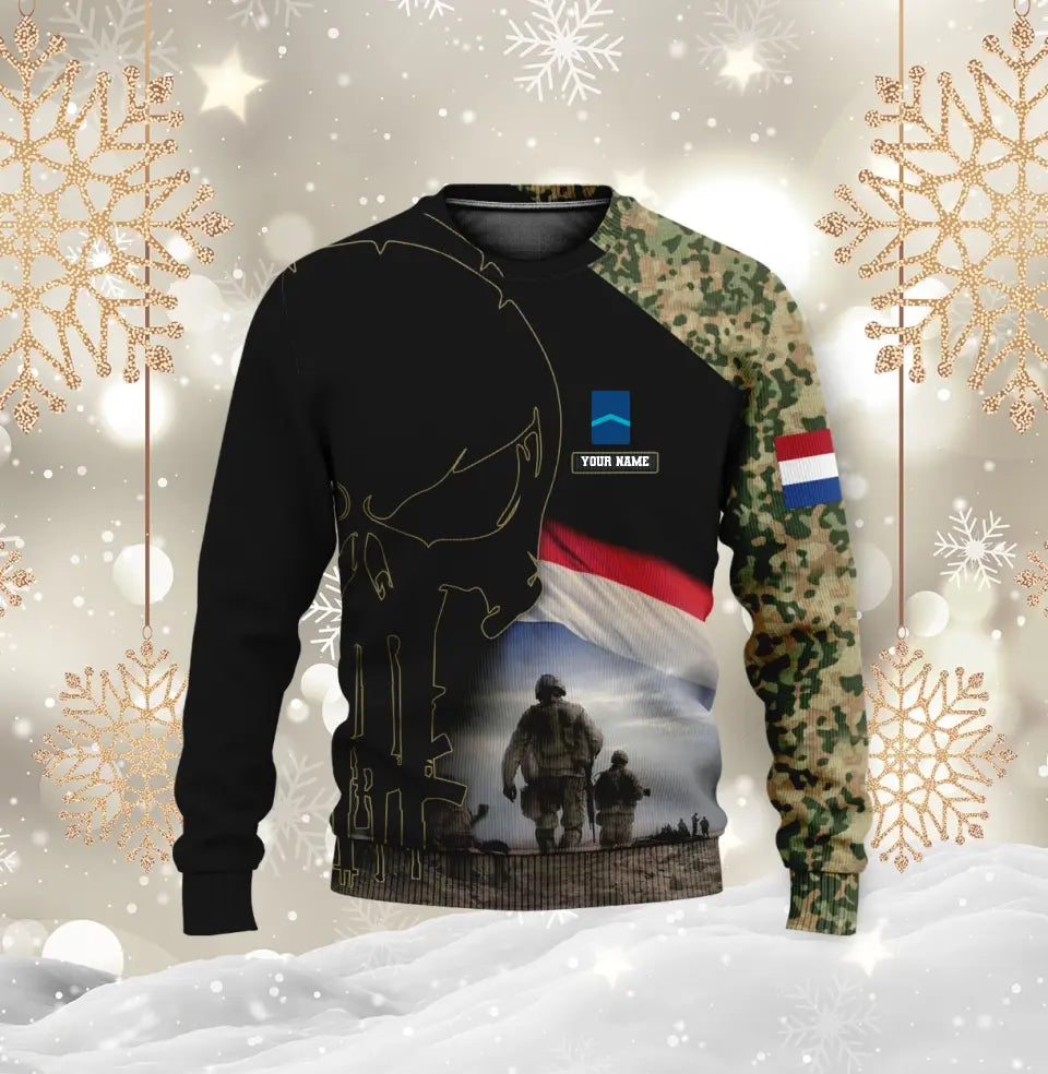 Personalized Netherlands Soldier/ Veteran Camo With Name And Rank Hoodie 3D Printed - 16976736