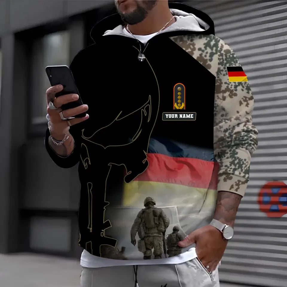 Personalized Germany Soldier/ Veteran Camo With Name And Rank Hoodie 3D Printed - 1910230001