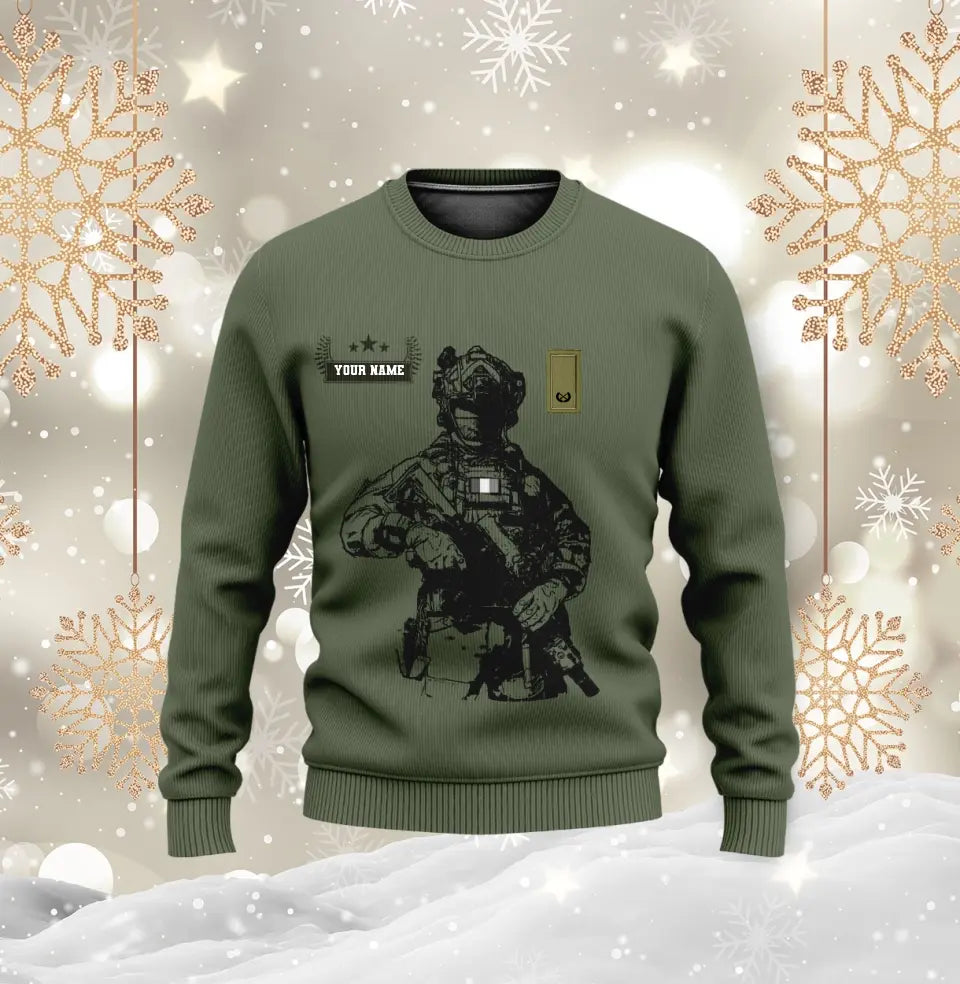 Personalisierter Kapuzenpullover mit 3D-Druck für irische Soldaten/Veteranen im Camouflage-Muster mit Namen und Rang – 16957728