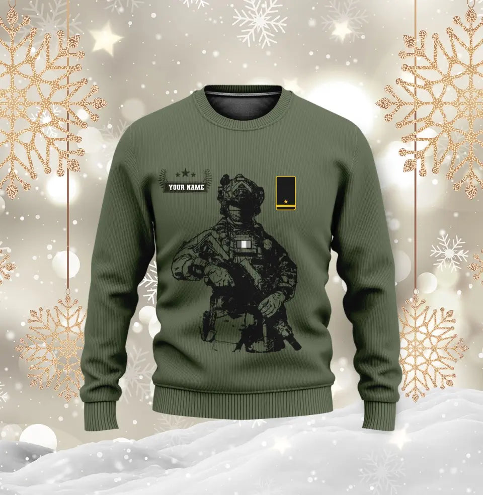 Personalisierter Kapuzenpullover mit 3D-Druck für irische Soldaten/Veteranen im Camouflage-Muster mit Namen und Rang – 16957728