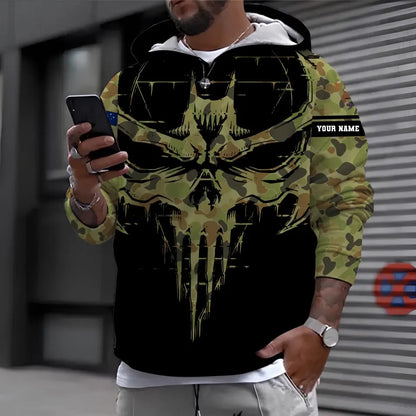 Sweat à capuche personnalisé avec camouflage soldat/vétéran australien avec nom et grade imprimé en 3D - 16977600