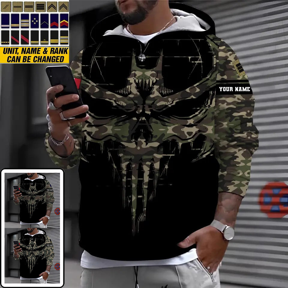 Sweat à capuche personnalisé avec camouflage soldat/vétéran de la France avec nom et grade imprimé en 3D - 16977600