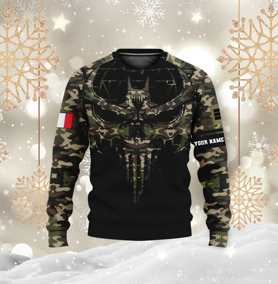 Sweat à capuche personnalisé avec camouflage soldat/vétéran de la France avec nom et grade imprimé en 3D - 16977600