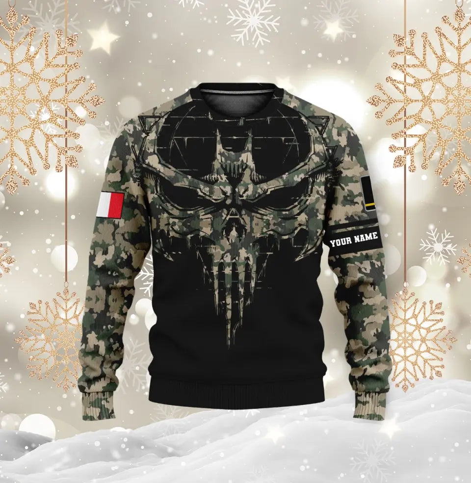 Sweat à capuche personnalisé avec camouflage soldat/vétéran de la France avec nom et grade imprimé en 3D - 16977600