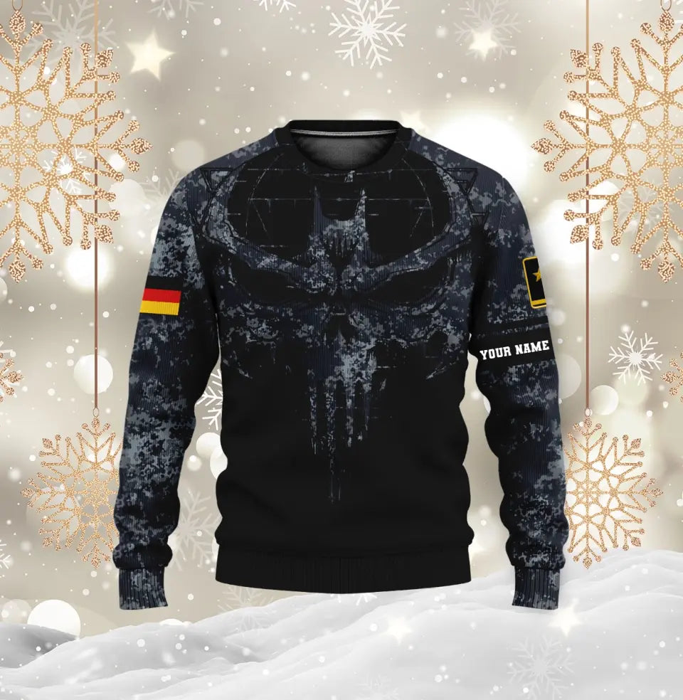 Personalisierter Kapuzenpullover mit Camouflage-Muster für deutsche Soldaten/Veteranen mit Namen und Rang, 3D-Druck – 2010230001