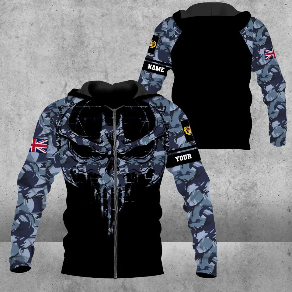 Personalisierter Kapuzenpullover mit Camouflage-Muster für britische Soldaten/Veteranen mit Namen und Rang, 3D-Druck – 2010230001