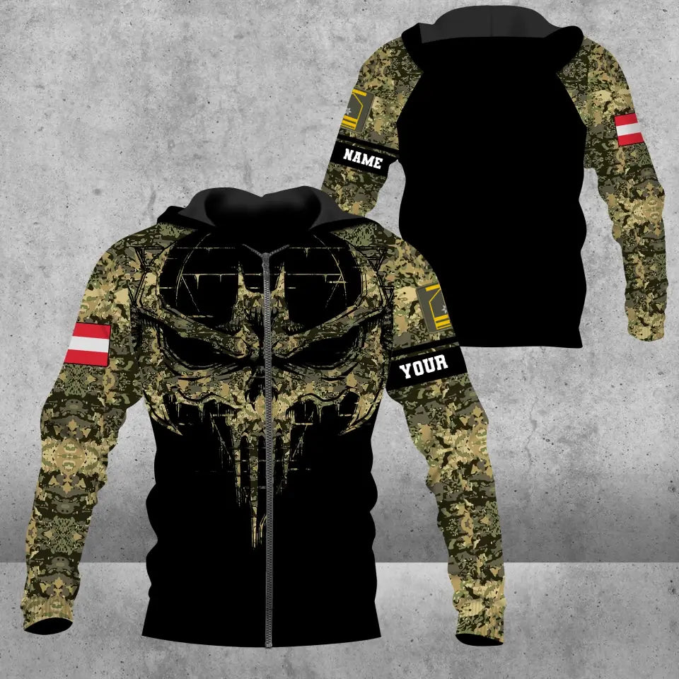 Personalized Austria Soldier/ Veteran Camo With Name And Rank Hoodie - 16977600