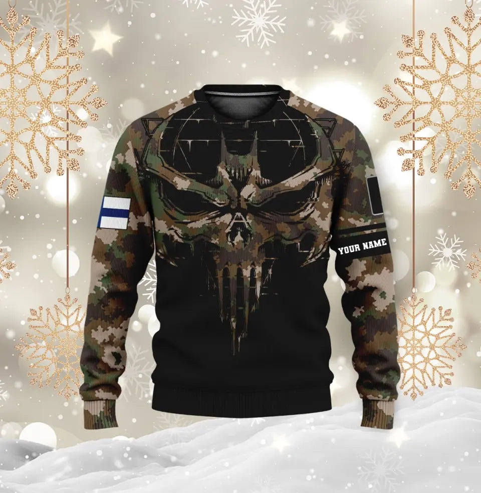 Sweat à capuche personnalisé avec camouflage soldat/vétéran finlandais avec nom et grade imprimé en 3D - 16977600