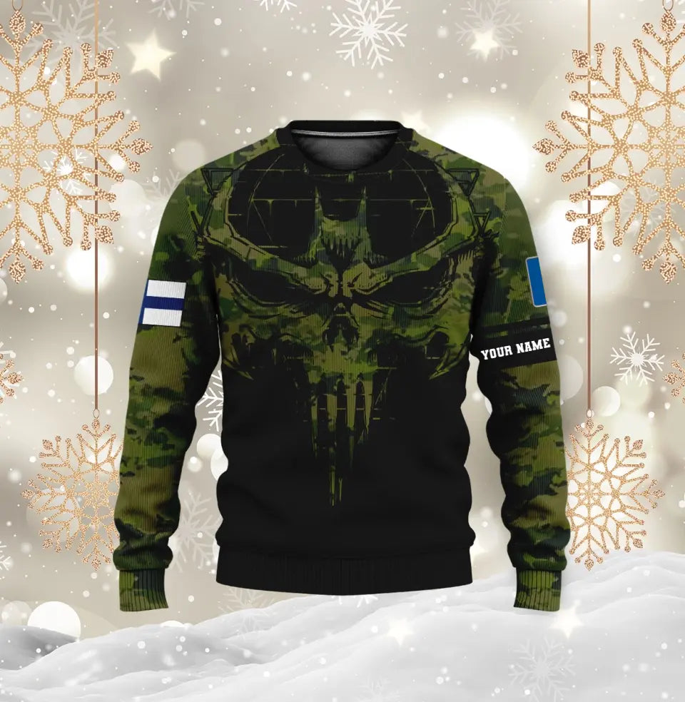 Sweat à capuche personnalisé avec camouflage soldat/vétéran finlandais avec nom et grade imprimé en 3D - 16977600