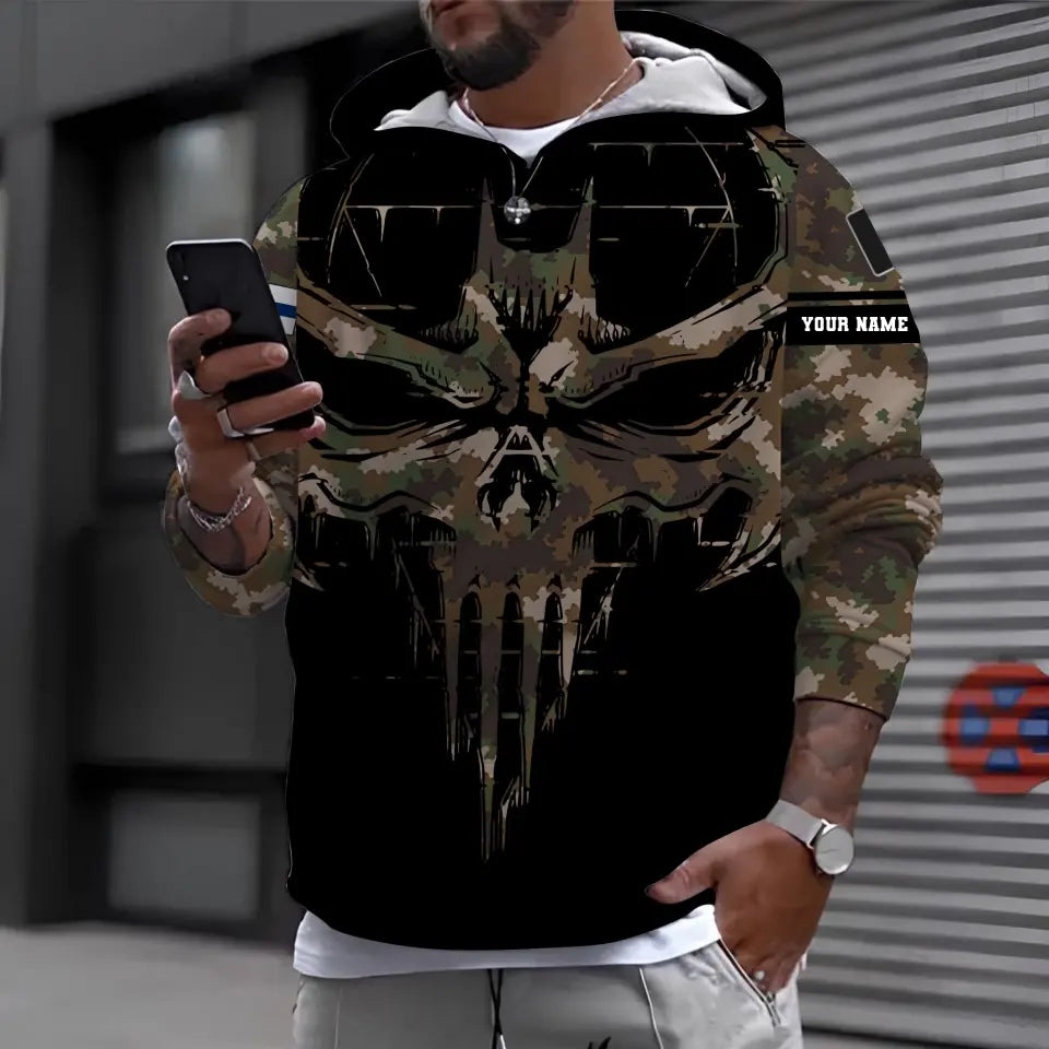 Sweat à capuche personnalisé avec camouflage soldat/vétéran finlandais avec nom et grade imprimé en 3D - 16977600