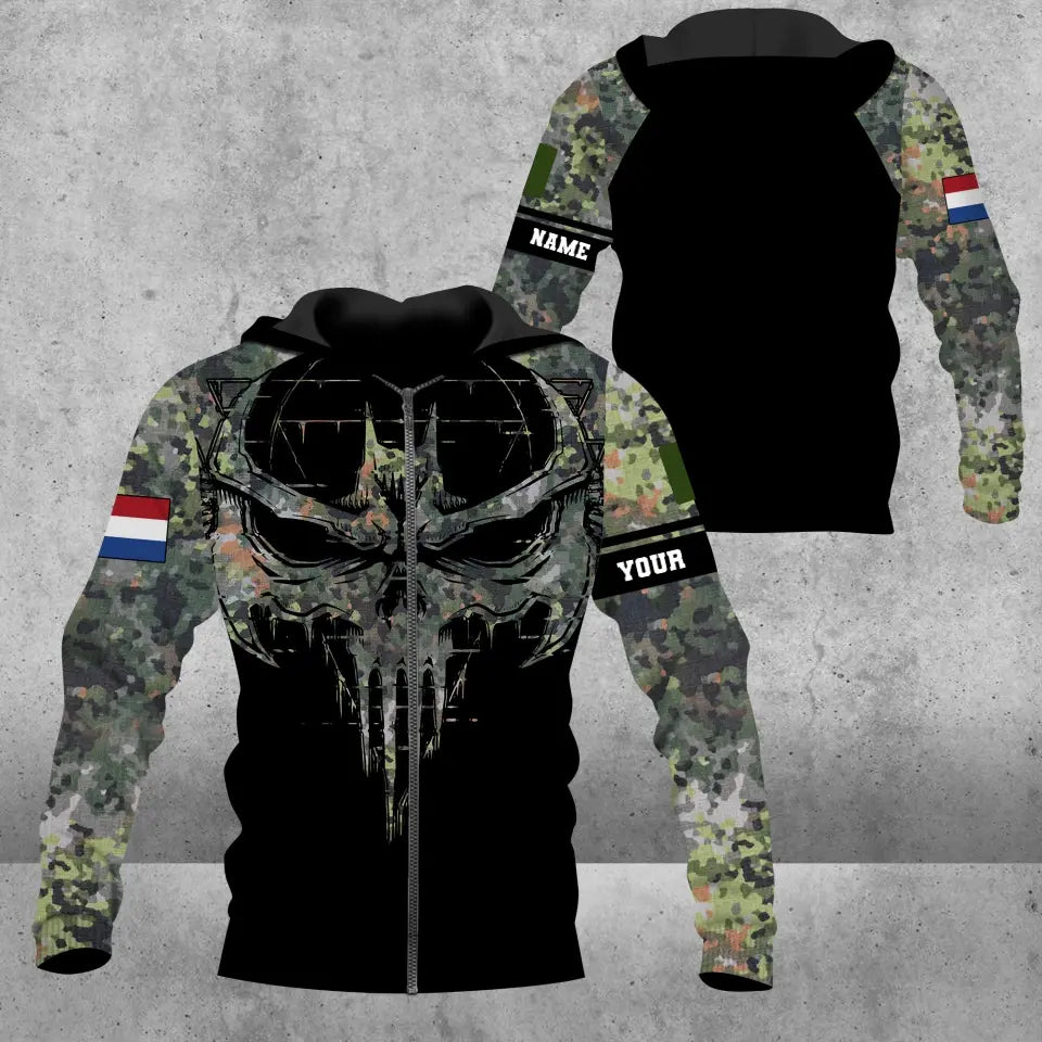 Personalisierter Kapuzenpullover mit Camouflage-Muster für niederländische Soldaten/Veteranen mit Namen und Rang, 3D-Druck – 16977600