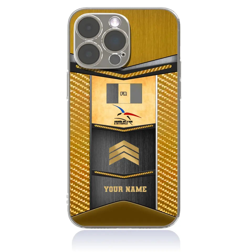 Coque de téléphone personnalisée pour soldat/vétéran de la France avec grade et nom imprimés - 2310230001