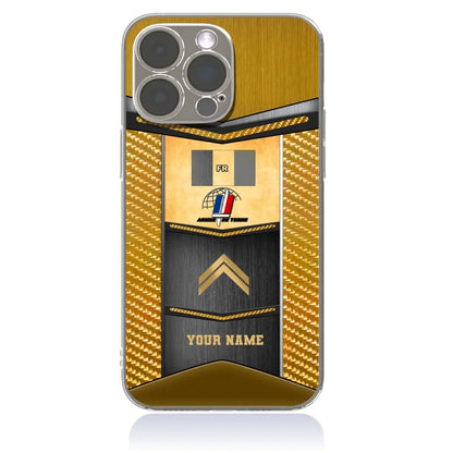 Coque de téléphone personnalisée pour soldat/vétéran de la France avec grade et nom imprimés - 2310230001