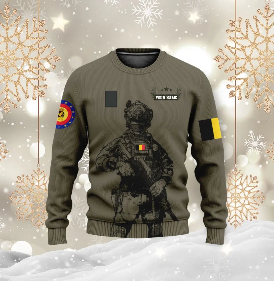 Personalized Belgium Soldier/ Veteran Camo With Name And Rank Hoodie 3D Printed - 16968096