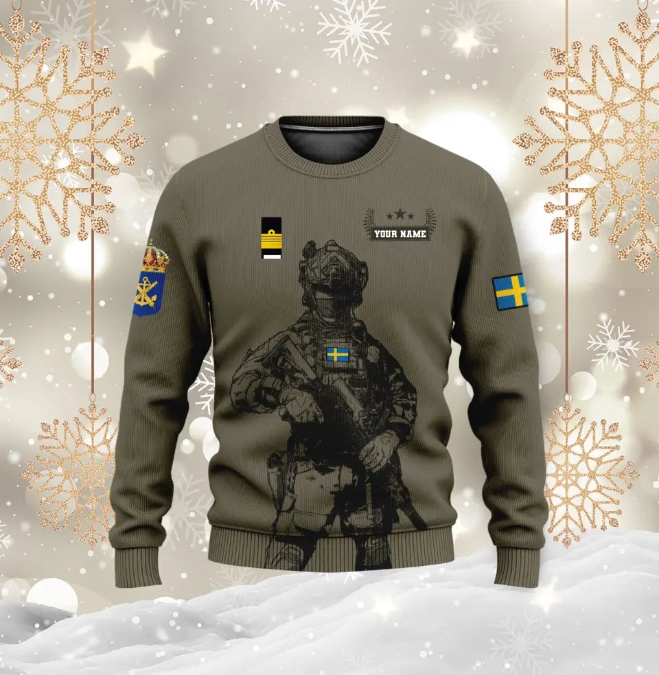 Personalized Sweden Soldier/ Veteran Camo With Name And Rank Hoodie 3D Printed - 16968096