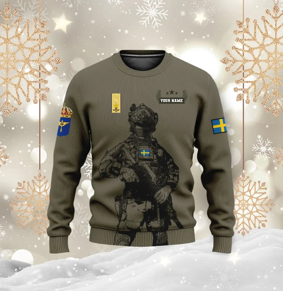 Personalized Sweden Soldier/ Veteran Camo With Name And Rank Hoodie 3D Printed - 16968096