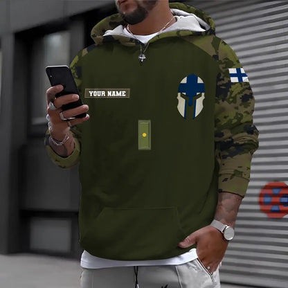 Sweat à capuche personnalisé avec camouflage soldat/vétéran finlandais avec nom et grade imprimé en 3D - 16968960