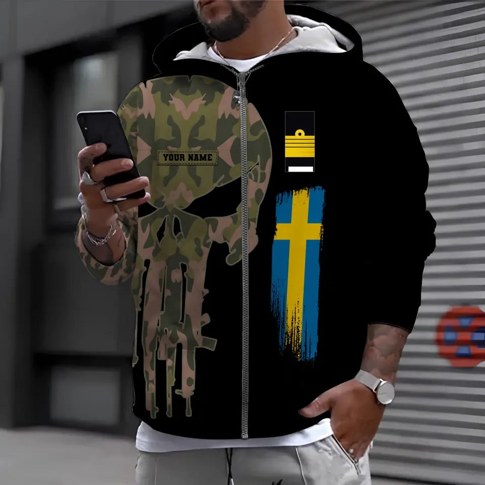 Personalized Sweden Soldier/ Veteran Camo With Name And Rank Hoodie - 16988832