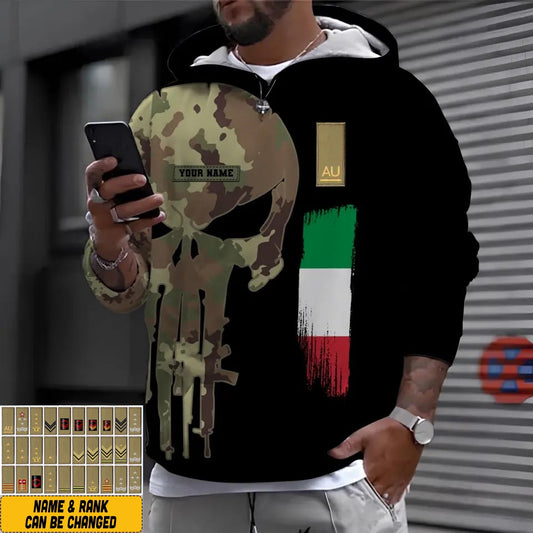 Personalized Italy Soldier/ Veteran Camo With Name And Rank Hoodie - 16988832