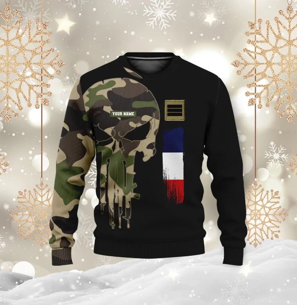 Personalized France Soldier/ Veteran Camo With Name And Rank Hoodie - 16988832