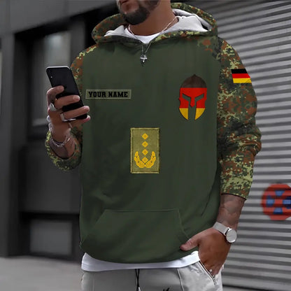 Sweat à capuche personnalisé avec camouflage soldat/vétéran allemand avec nom et grade imprimé en 3D - 0611230001