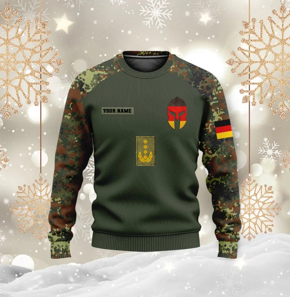 Personalisierter Kapuzenpullover mit Camouflage-Muster für deutsche Soldaten/Veteranen mit Namen und Rang, 3D-Druck – 0611230001