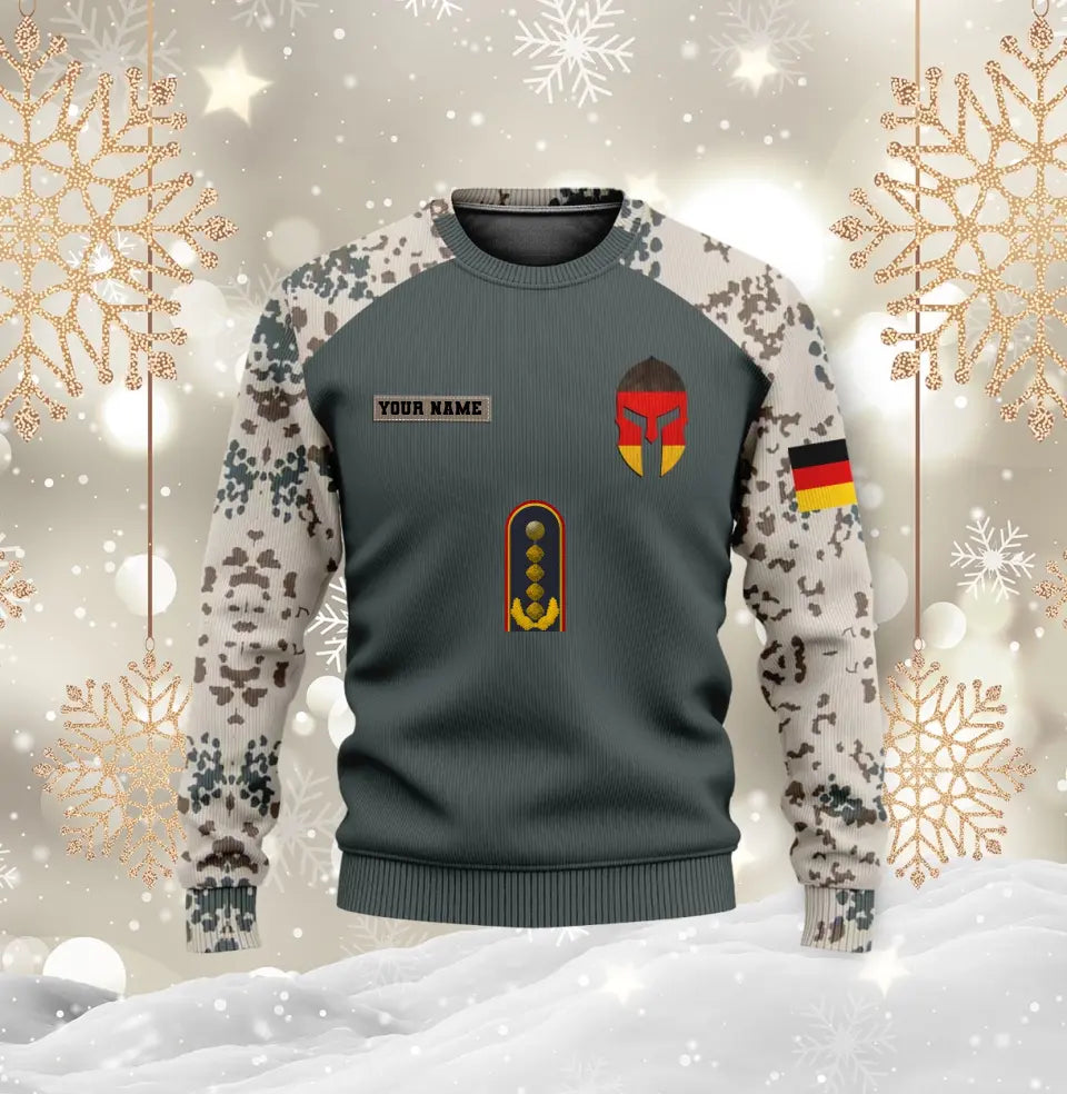 Personalisierter Kapuzenpullover mit Camouflage-Muster für deutsche Soldaten/Veteranen mit Namen und Rang, 3D-Druck – 0611230001