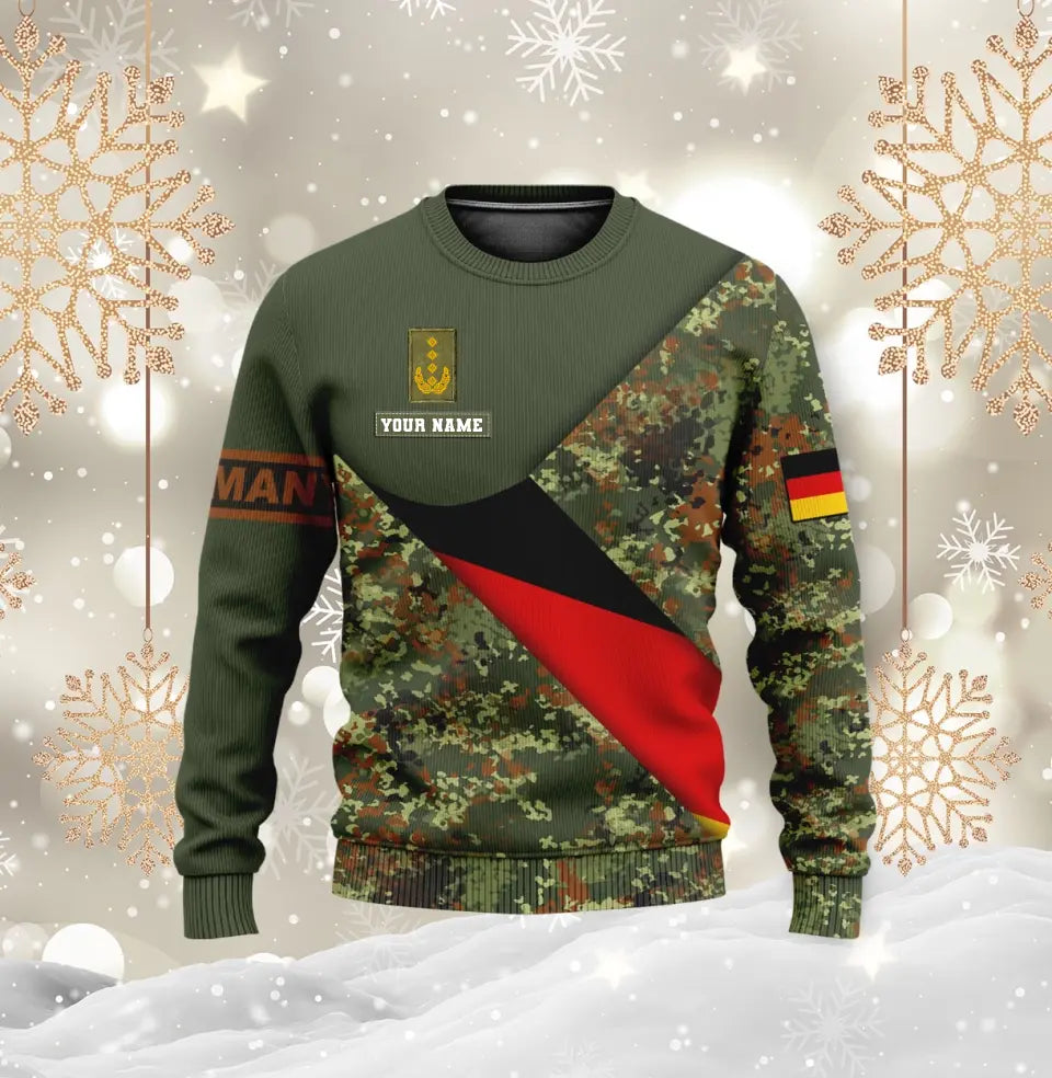 Personalisierter Kapuzenpullover mit Camouflage-Muster für deutsche Soldaten/Veteranen mit Namen und Rang, 3D-Druck – 0611230003