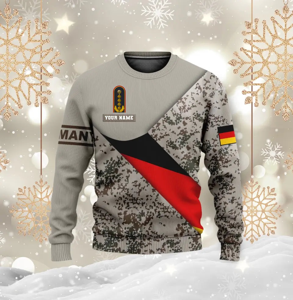 Personalisierter Kapuzenpullover mit Camouflage-Muster für deutsche Soldaten/Veteranen mit Namen und Rang, 3D-Druck – 0611230003