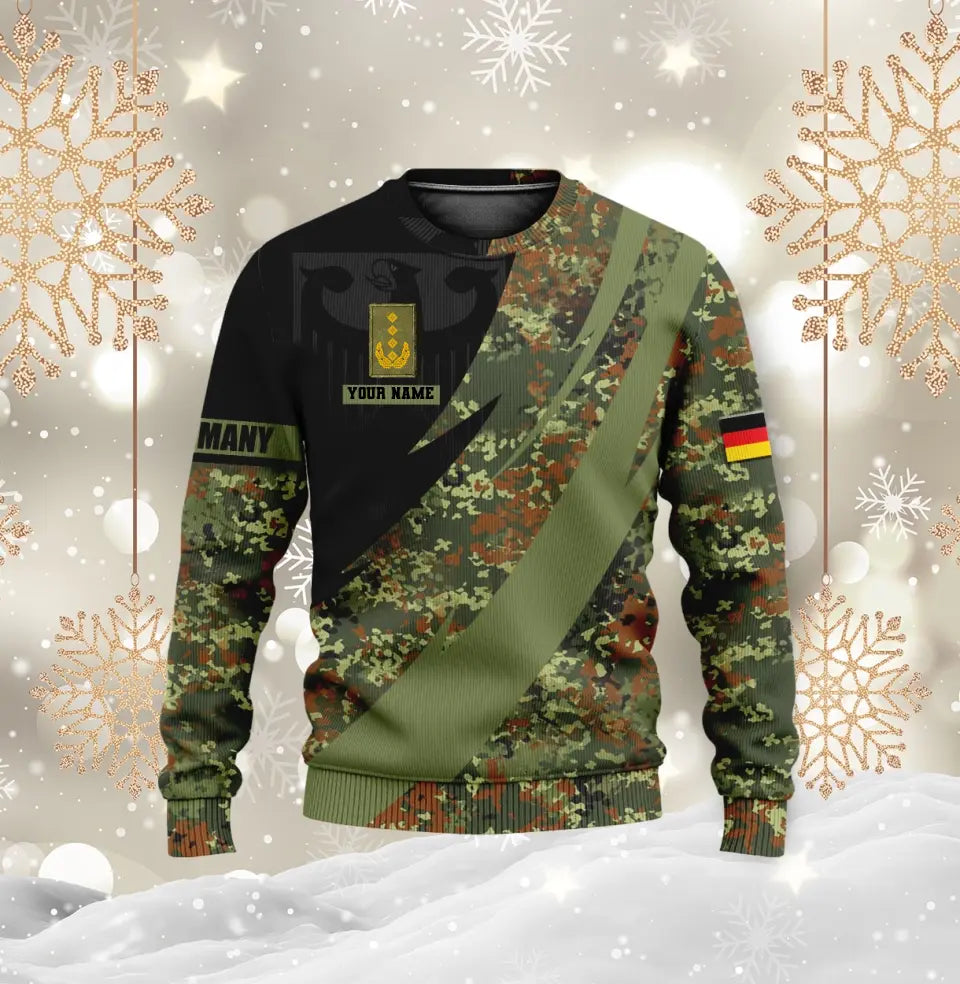 Personalisierter Kapuzenpullover mit Camouflage-Muster für deutsche Soldaten/Veteranen mit Namen und Rang, 3D-Druck – 0611230006