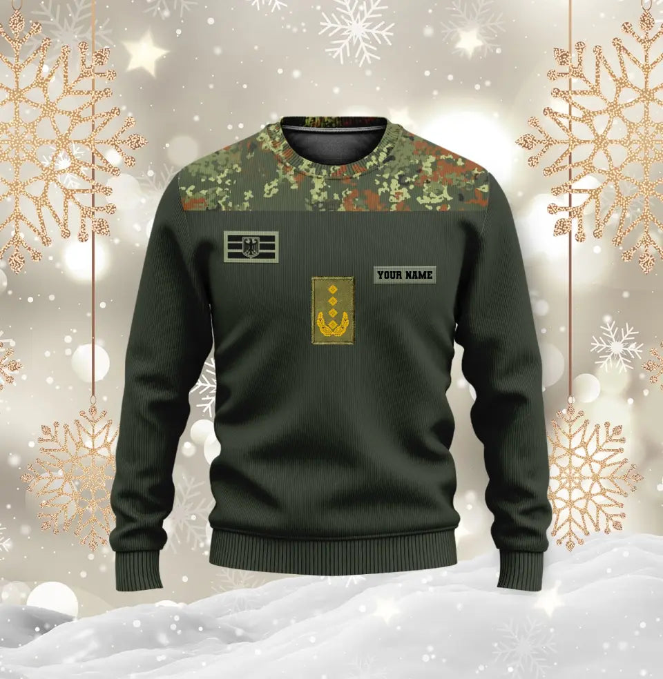 Personalisierter Kapuzenpullover mit Camouflage-Muster für deutsche Soldaten/Veteranen mit Namen und Rang, 3D-Druck – 0610230003