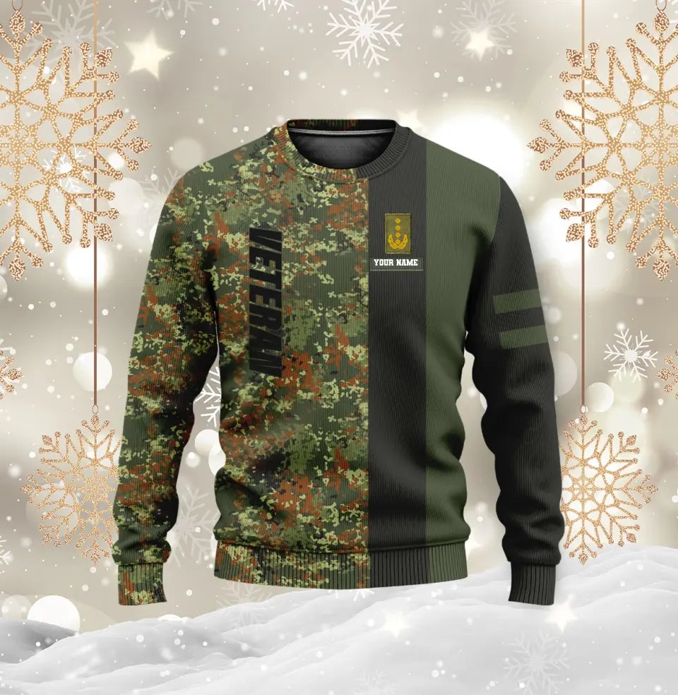 Sweat à capuche personnalisé avec camouflage soldat/vétéran allemand avec nom et grade imprimé en 3D - 0610230002