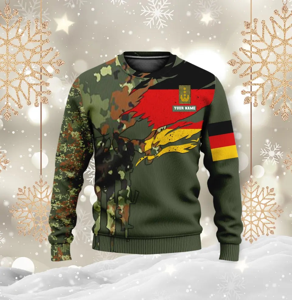 Sweat à capuche personnalisé avec camouflage soldat/vétéran allemand avec nom et grade imprimé en 3D - 0711230002