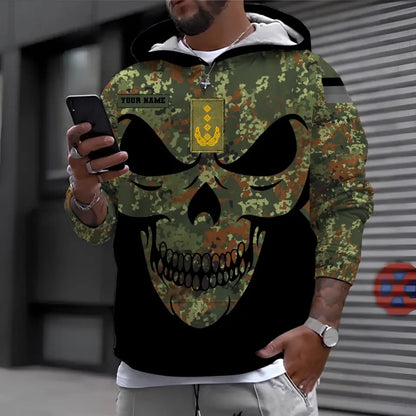 Sweat à capuche personnalisé avec camouflage soldat/vétéran allemand avec nom et grade imprimé en 3D - 0711230014