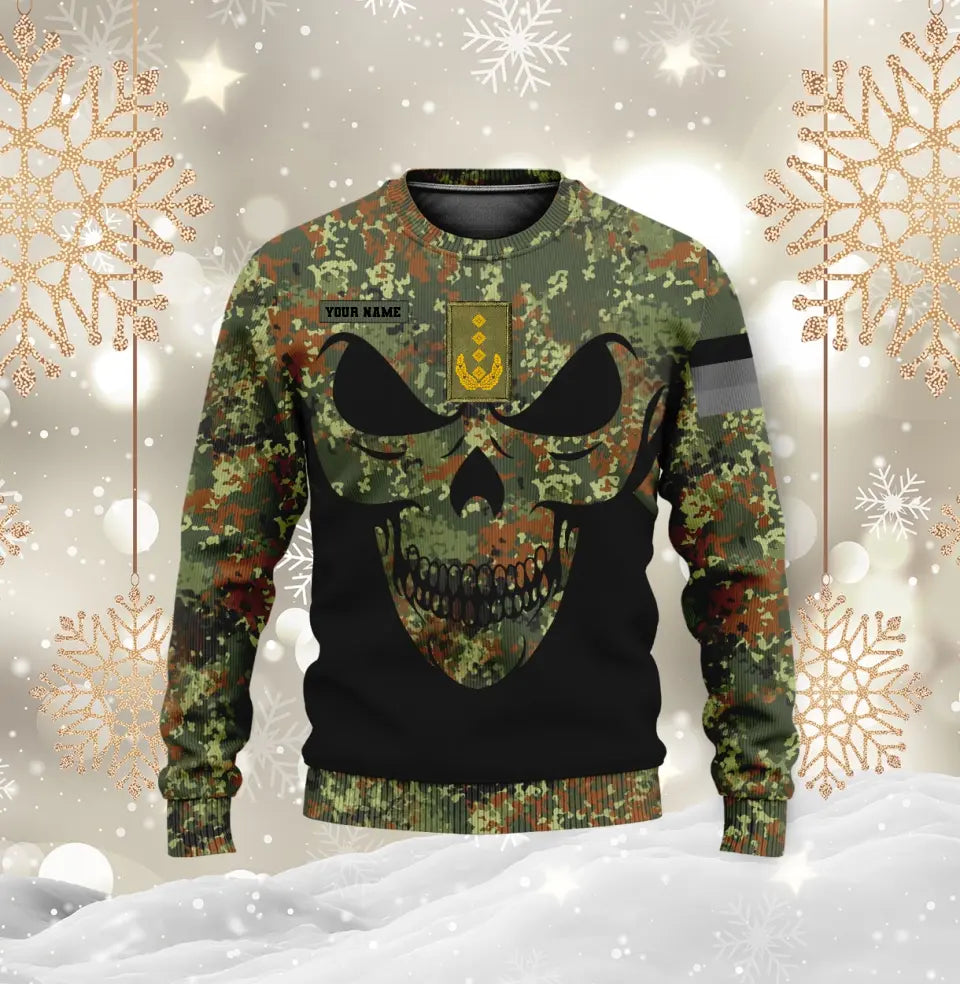 Sweat à capuche personnalisé avec camouflage soldat/vétéran allemand avec nom et grade imprimé en 3D - 0711230014