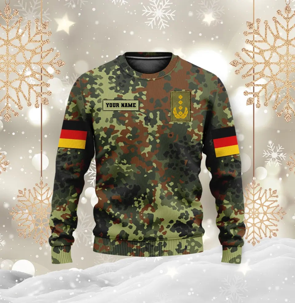 Sweat à capuche personnalisé avec camouflage soldat/vétéran allemand avec nom et grade imprimé en 3D - 0711230007