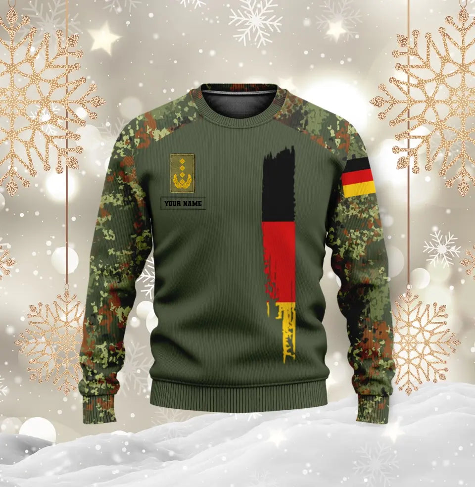 Sweat à capuche personnalisé avec camouflage soldat/vétéran allemand avec nom et grade imprimé en 3D - 0711230011