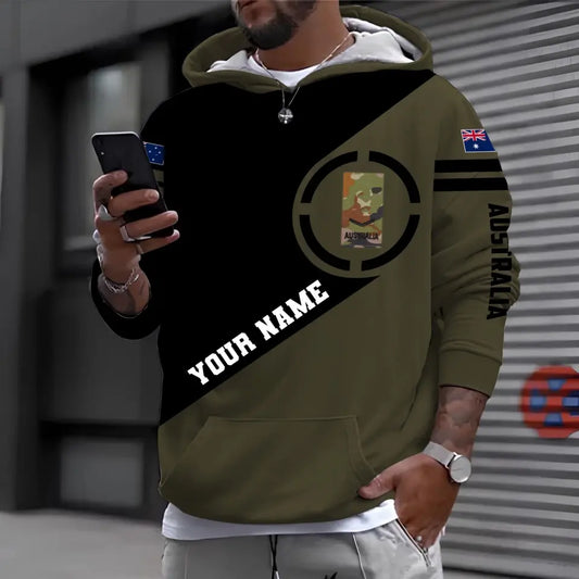 Sweat à capuche personnalisé avec camouflage soldat/vétéran australien avec nom et grade imprimé en 3D - 1699401603