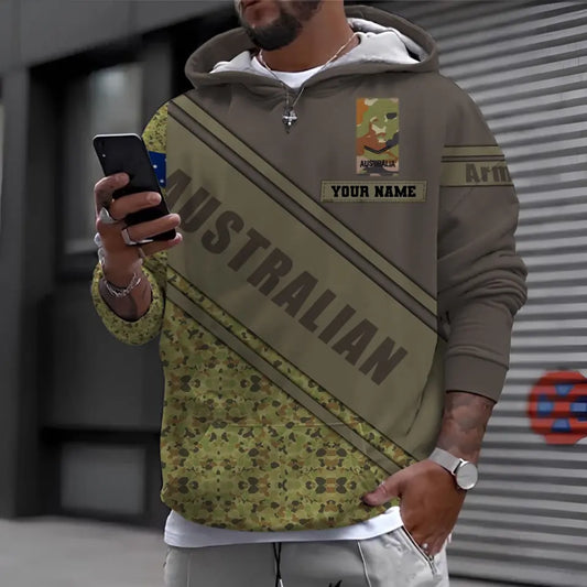 Sweat à capuche personnalisé avec camouflage soldat/vétéran australien avec nom et grade imprimé en 3D - 1699401604