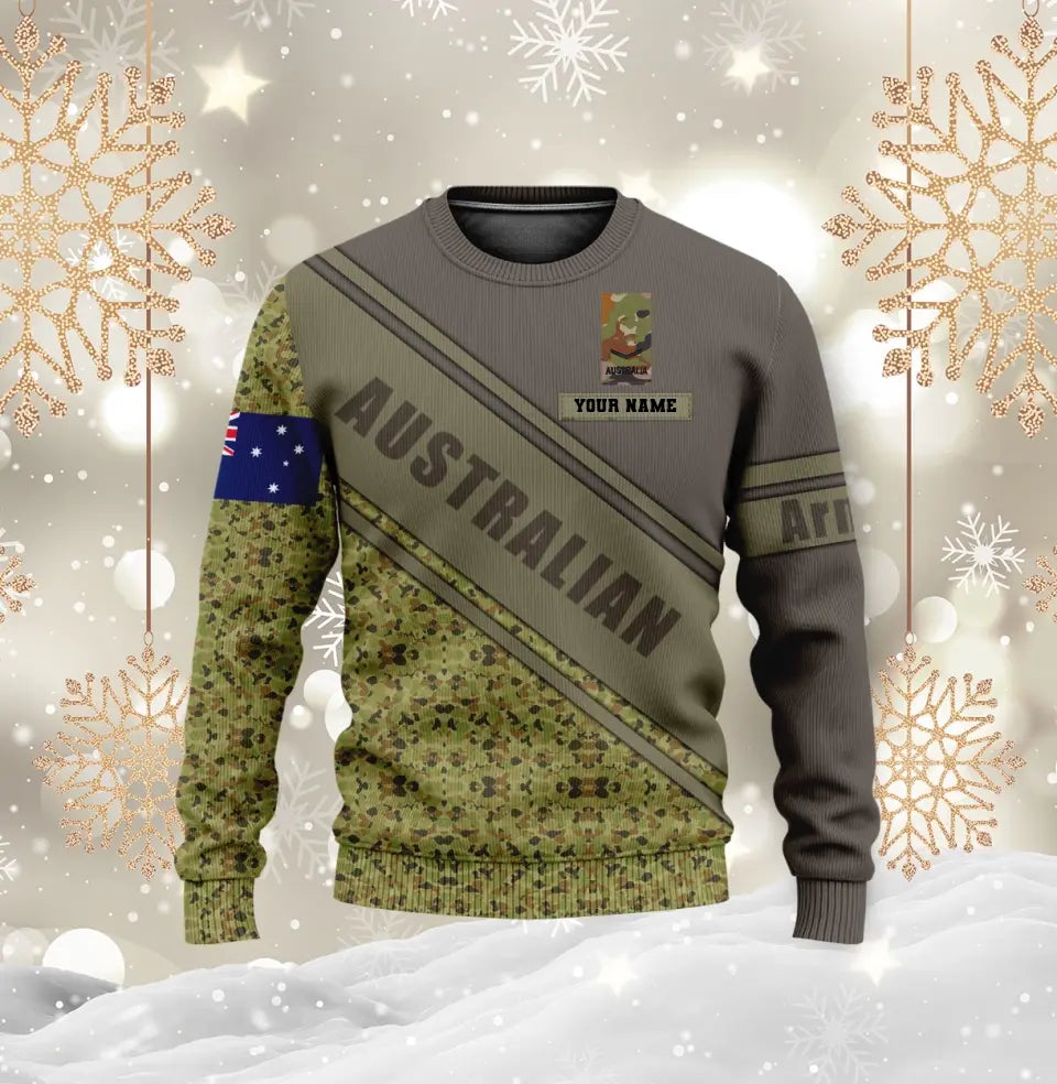 Sweat à capuche personnalisé avec camouflage soldat/vétéran australien avec nom et grade imprimé en 3D - 1699401604