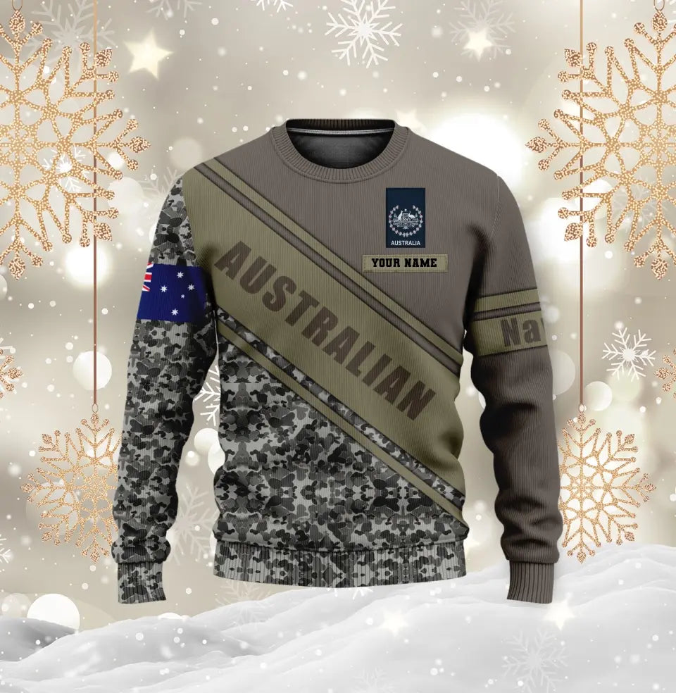 Sweat à capuche personnalisé avec camouflage soldat/vétéran australien avec nom et grade imprimé en 3D - 1699401604