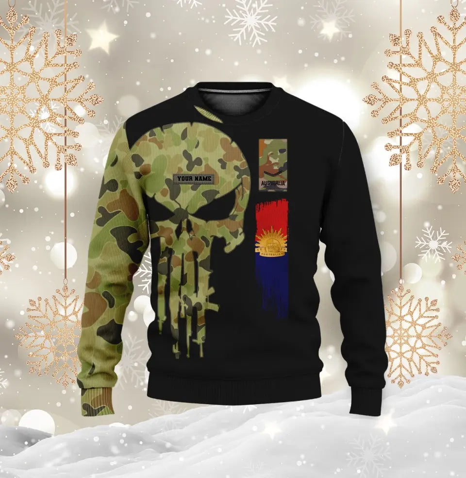 Sweat à capuche personnalisé avec camouflage soldat/vétéran australien avec nom et grade imprimé en 3D - 1699401605