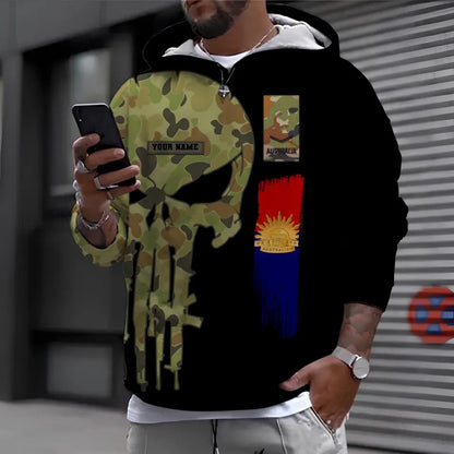 Sweat à capuche personnalisé avec camouflage soldat/vétéran australien avec nom et grade imprimé en 3D - 1699401605