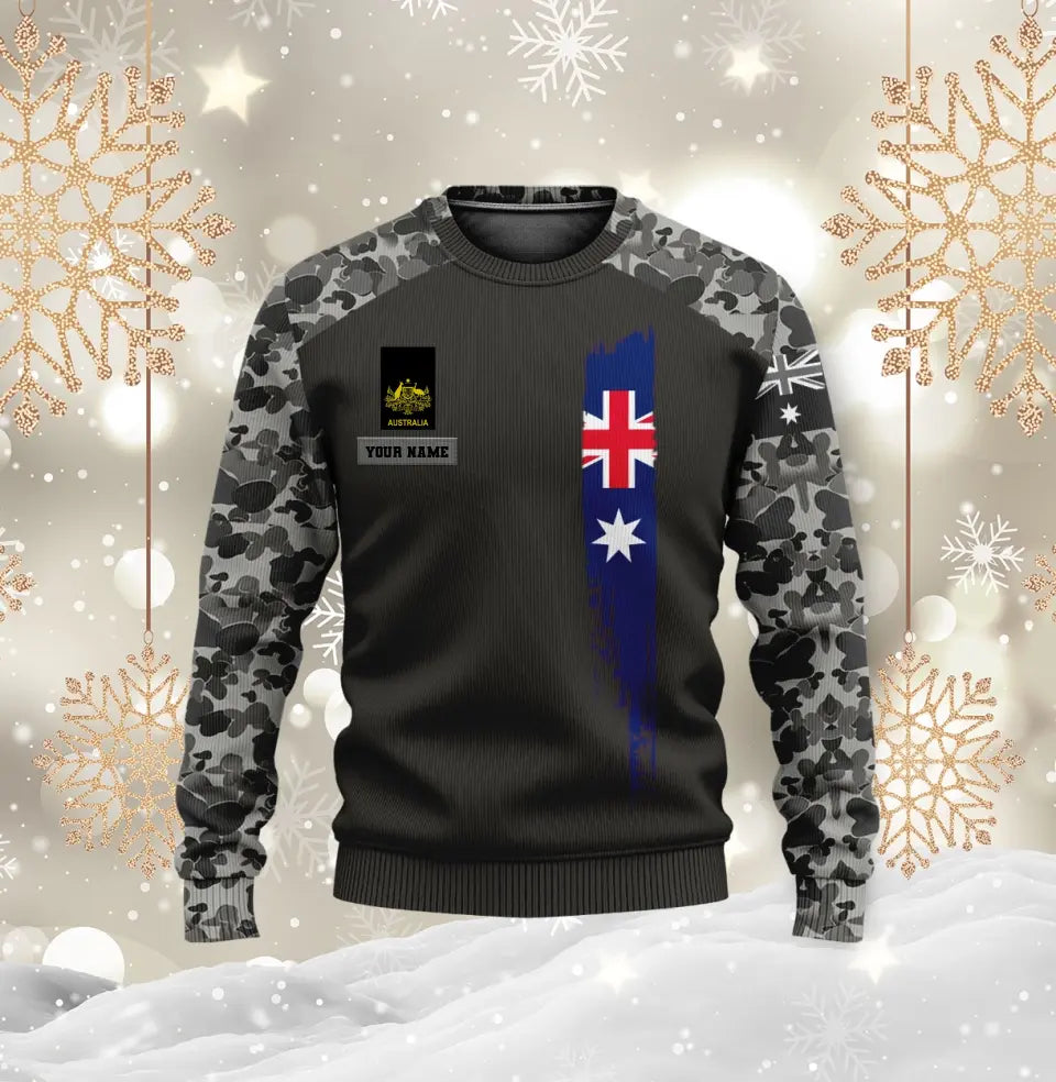 Sweat à capuche personnalisé avec camouflage soldat/vétéran australien avec nom et grade imprimé en 3D - 1699401607