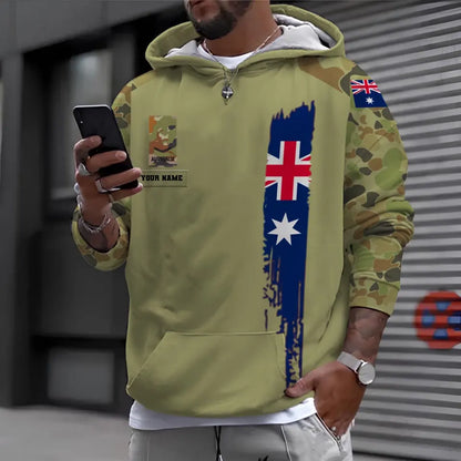 Sweat à capuche personnalisé avec camouflage soldat/vétéran australien avec nom et grade imprimé en 3D - 1699401607