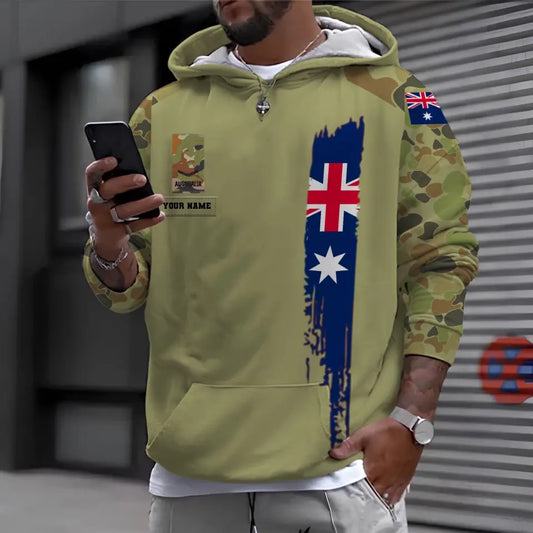 Personalized Australia Soldier/ Veteran Camo With Name And Rank Hoodie 3D Printed - 1699401607